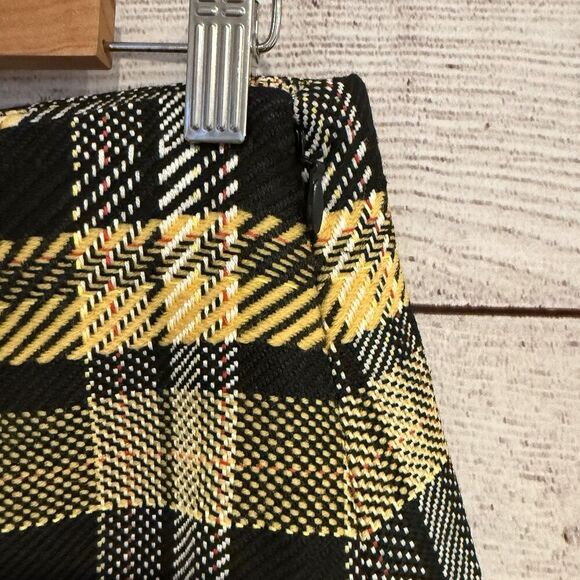 Grey Lab Size Small Plaid Mini Skirt Yellow Black High Waist Preppy Clueless - Picture 3 of 8